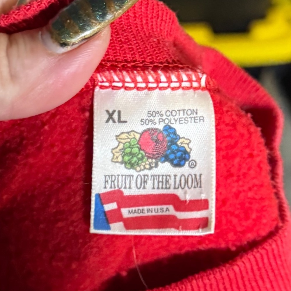 Vintage Christmas Donkey Carousel Sweatshirt Red Fruit of the Loom XL - Picture 3 of 4